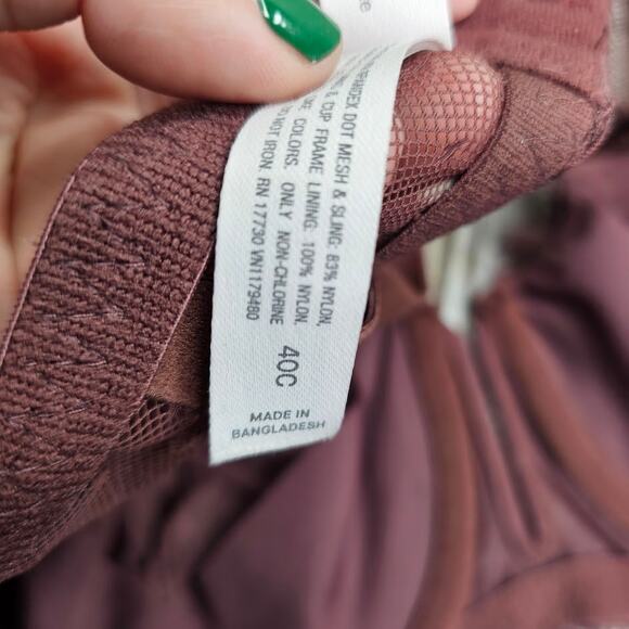 NWT Auden balconette coverage unlined bra burgundy lacey Size 40C - Picture 7 of 7